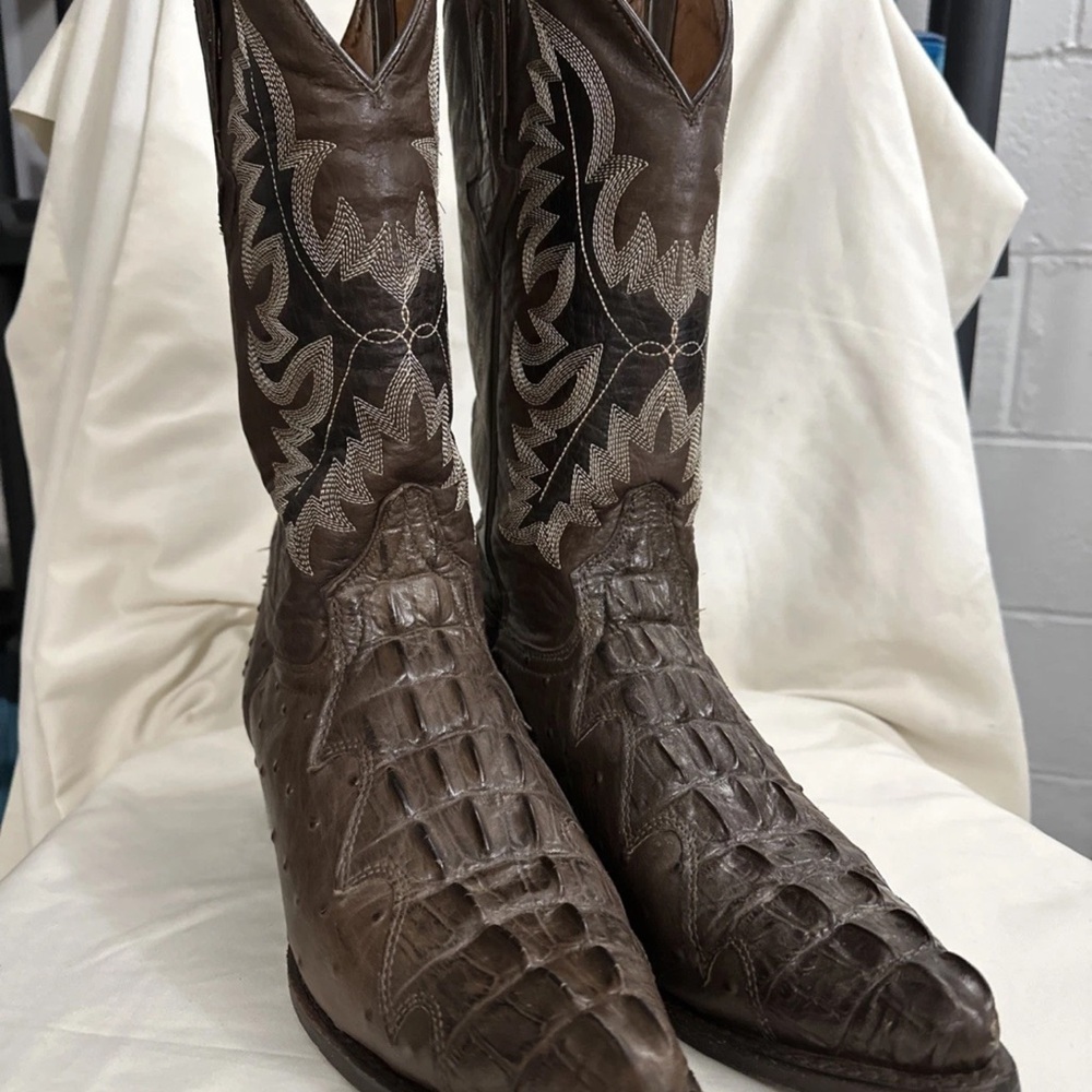Vtg El presidente gold collection cowboy boots Brown horn alligator boots